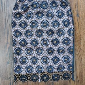 Current Air Black Gold and Purple Lace Pencil Skirt from Anthropologie